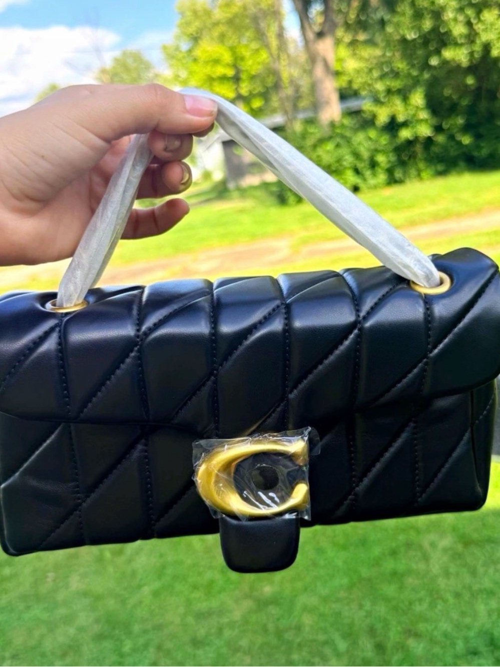 Coach Black Quilted Top-Handle Shoulder Bag with Gold Hardware